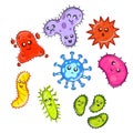 Cartoon bacteria set Royalty Free Stock Photo