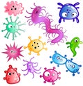 Cartoon bacteria and virus