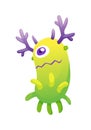 Cartoon bacteria virus. Germ or microbe funny character. Cute kid toy monster icon. Colored stylized drawing in vector Royalty Free Stock Photo