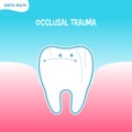 Cartoon bad tooth icon with occlusal trauma