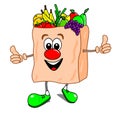 Cartoon bag of fruit & veg Royalty Free Stock Photo