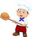 Cartoon a baker with bread