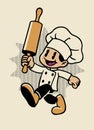 Cartoon Baker Mascot Character Vintage Retro