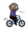 Cartoon Bald Black Man Riding bicycle Royalty Free Stock Photo