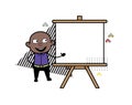 Cartoon Cartoon Bald Black with Presentation Baord Royalty Free Stock Photo