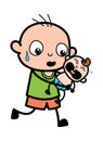 Cartoon Bald Boy holding crying baby Royalty Free Stock Photo