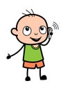 Cartoon Bald Boy talking on Cell Phone