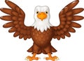 Cartoon bald eagle standing with wings extended