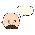 cartoon bald man with mustache with speech bubble Royalty Free Stock Photo
