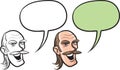 Cartoon balding man with mustaches face