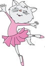 Cartoon ballerina cat dancing happily vector