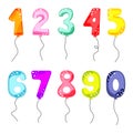 Cartoon balloon numbers for birthday kids party cards. Child celebration invitation card vector set. Royalty Free Stock Photo