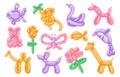 Cartoon balloon toys. Wild animals and pets round colorful symbols, cute children birthday party decoration. Vector