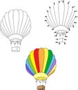 Cartoon balloon. Vector illustration. Coloring and dot to dot ga