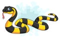 Cartoon Banded Krait Bungarus Fasciatus snake