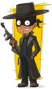 Cartoon bank robber in black mask