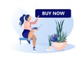 Cartoon Banner Motivating to Buy Now via Internet