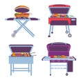 Cartoon barbeque grills collection to cook meat