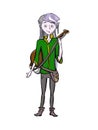 Cartoon bard elf with lute. Digital illustration Royalty Free Stock Photo