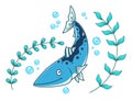 Cartoon barracuda and seaweed Royalty Free Stock Photo