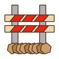 Cartoon barrier caution danger road sign design