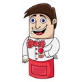 Cartoon bartender holding a glass of wine in hand, vector illustration