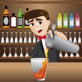 Cartoon bartender pouring cocktail Royalty Free Stock Photo