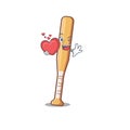 Cartoon baseball bat with the holding heart character Royalty Free Stock Photo