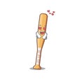 Cartoon baseball bat with the in love character Royalty Free Stock Photo