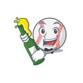 Cartoon baseball with in bring beer shape mascot