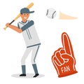 Cartoon baseball player icons batting vector design american game athlete sport league equipment Royalty Free Stock Photo
