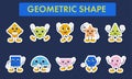 Cartoon Basic Geometric Shapes Figure On Blue