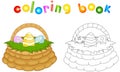 Cartoon basket with eggs coloring book