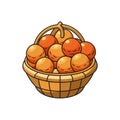 Cartoon Basket Filled with Orange Fruit Illustration Design Royalty Free Stock Photo