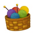 Cartoon basket with wool -