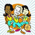Cartoon of basketball girls Royalty Free Stock Photo