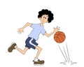 basketball player, ball bouncing Royalty Free Stock Photo