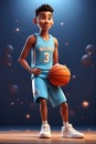 Cartoon Basketball Player Holding Basketball. Generative AI. Royalty Free Stock Photo