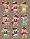 Cartoon basketball player stickers