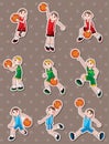 Cartoon basketball player stickers