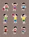 Cartoon basketball player stickers