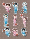 Cartoon basketball player stickers