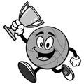 Cartoon Basketball Running with Trophy Illustration Royalty Free Stock Photo
