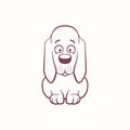 Cartoon Basset Hound in the ink contour style