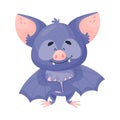 Cartoon Bat Character with Satisfied Expression on Its Muzzle Vector Illustration
