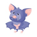 Cartoon Bat Character with Satisfied Expression on Its Muzzle Vector Illustration