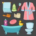 Cartoon bathroom accessories set vocabulary vector illustration Royalty Free Stock Photo
