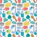 Cartoon Bathroom Equipment seamless pattern