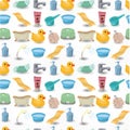 Cartoon Bathroom Equipment seamless pattern