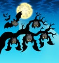Cartoon bats with full moon Royalty Free Stock Photo